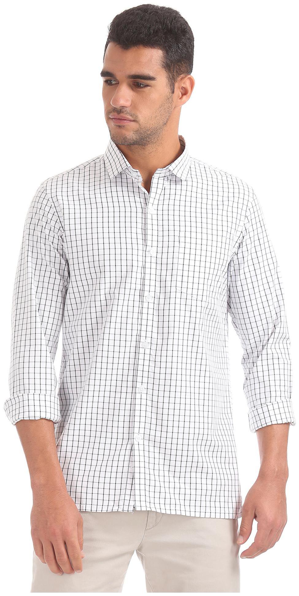 

Excalibur Men White Checked Slim Fit Casual Shirt
