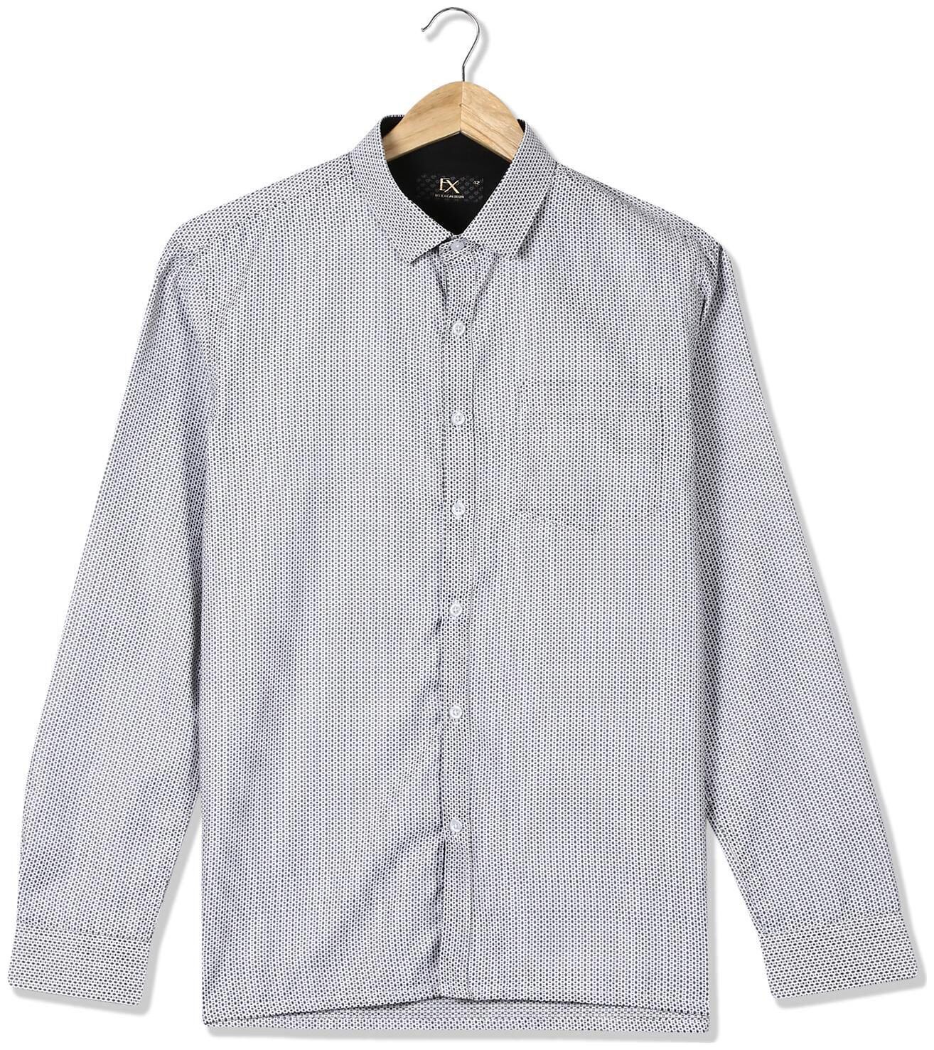 

Excalibur Men White Weaved Regular Fit Casual Shirt
