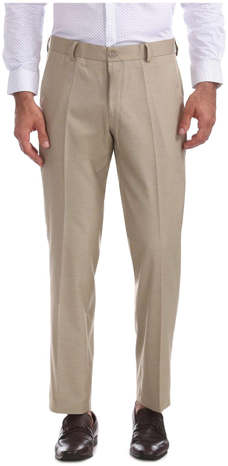 

Excalibur Men Solid Regular Fit Formal Trouser - Beige