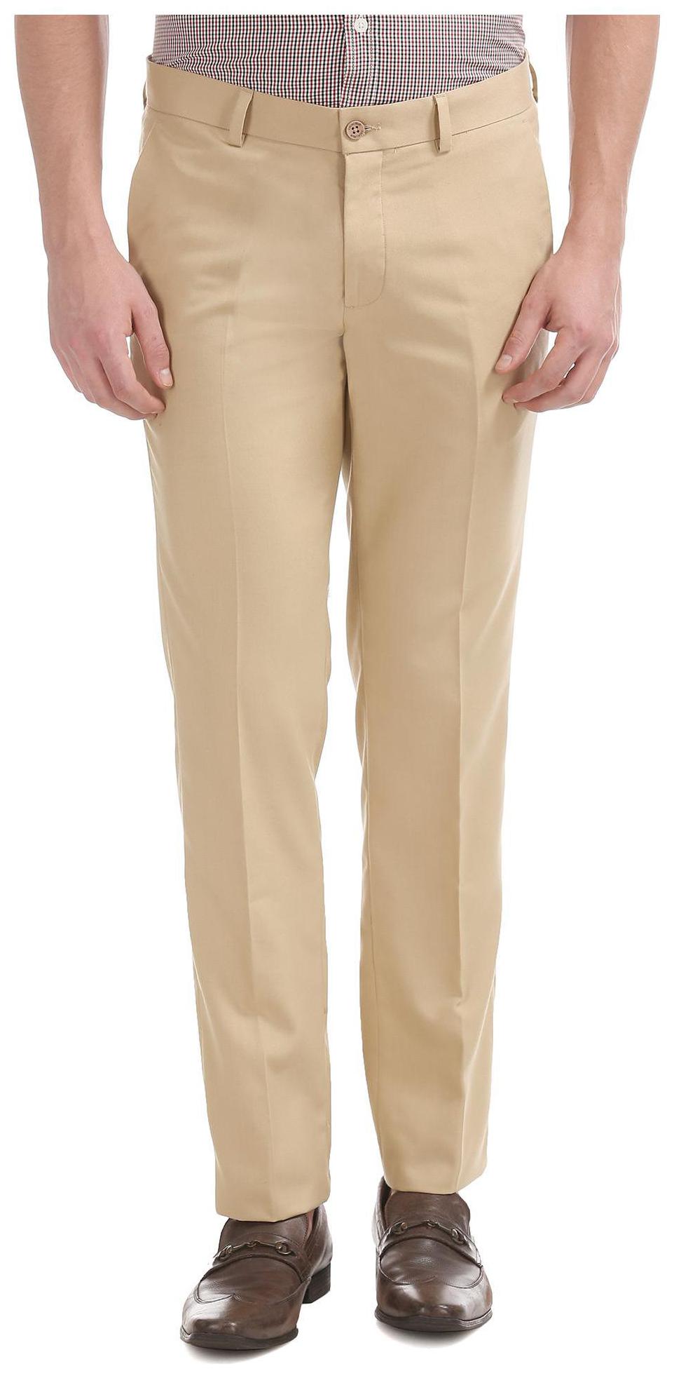 

Excalibur Men Solid Slim Fit Formal Trouser - Beige