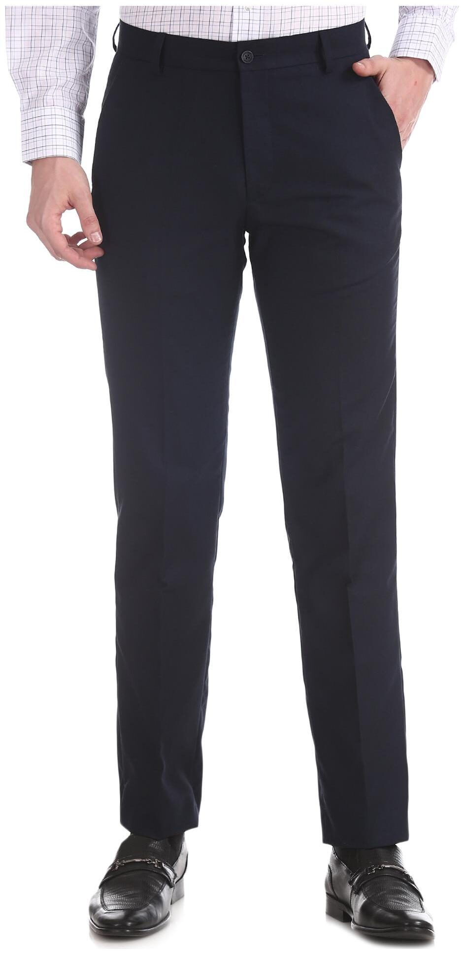 

Excalibur Men Solid Slim Fit Formal Trouser - Blue