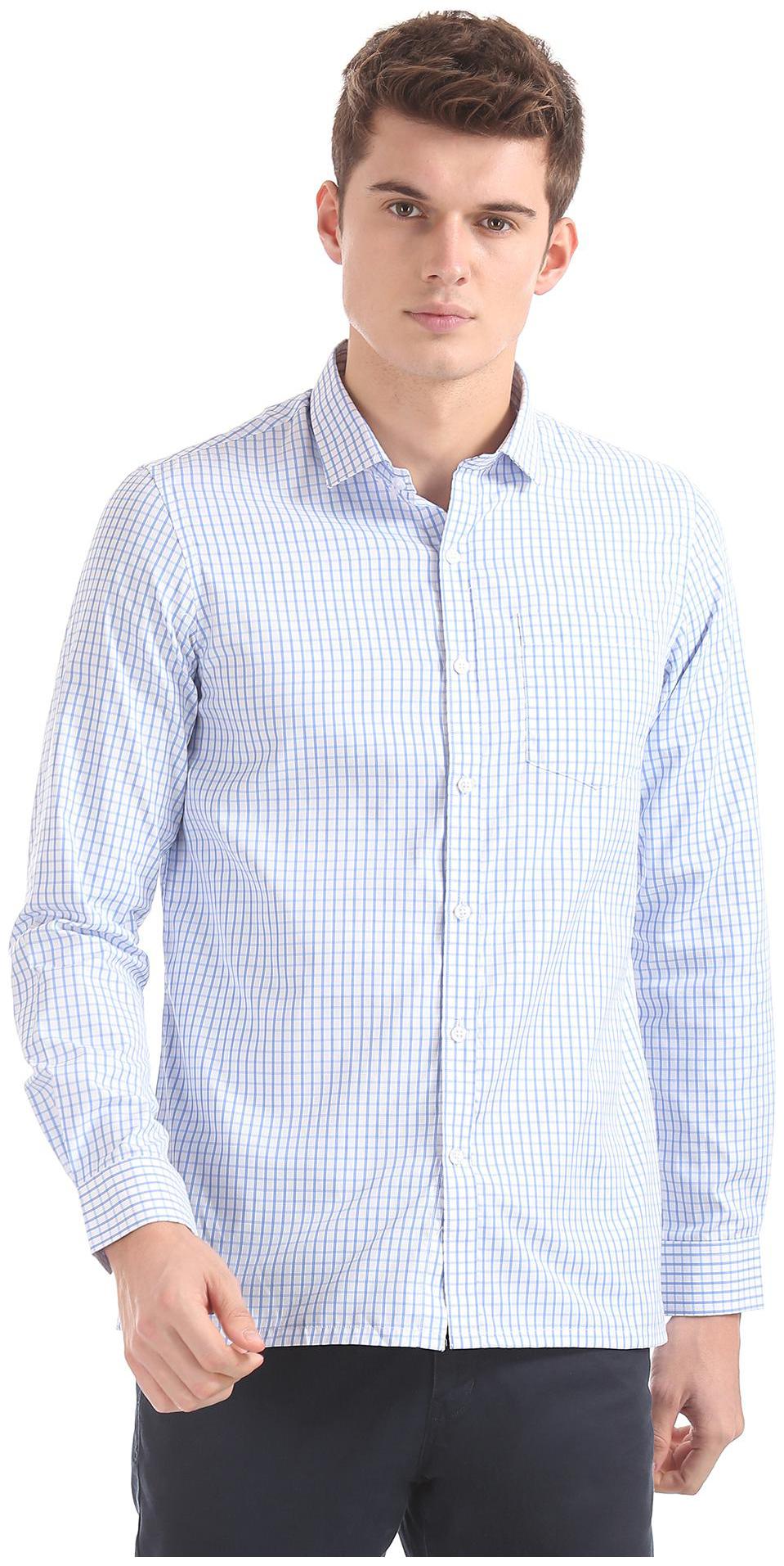 

Excalibur Men Blue Checked Slim Fit Casual Shirt