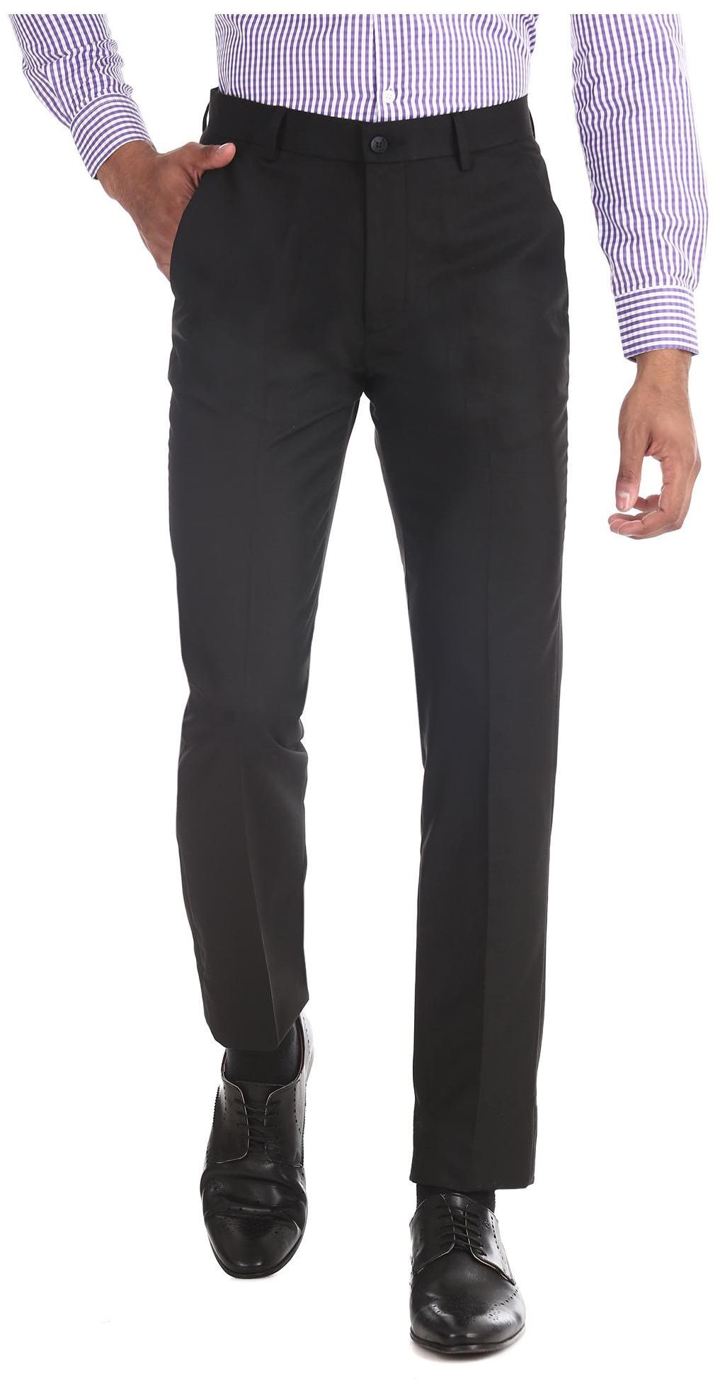 

Excalibur Men Solid Slim Fit Formal Trouser - Black