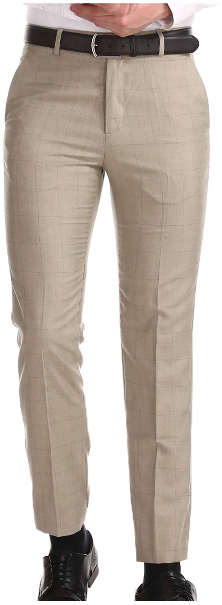 

Excalibur Men Checked Slim Fit Formal Trouser - Beige