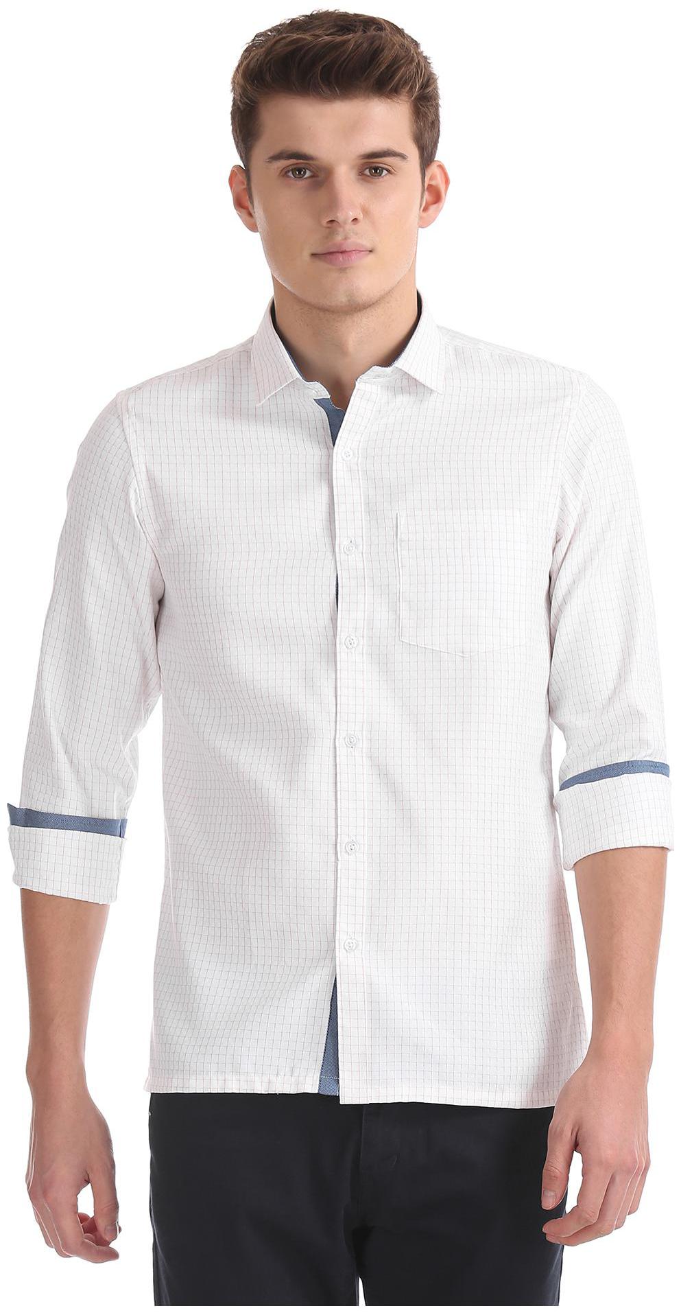 

Excalibur Men White Checked Slim Fit Casual Shirt