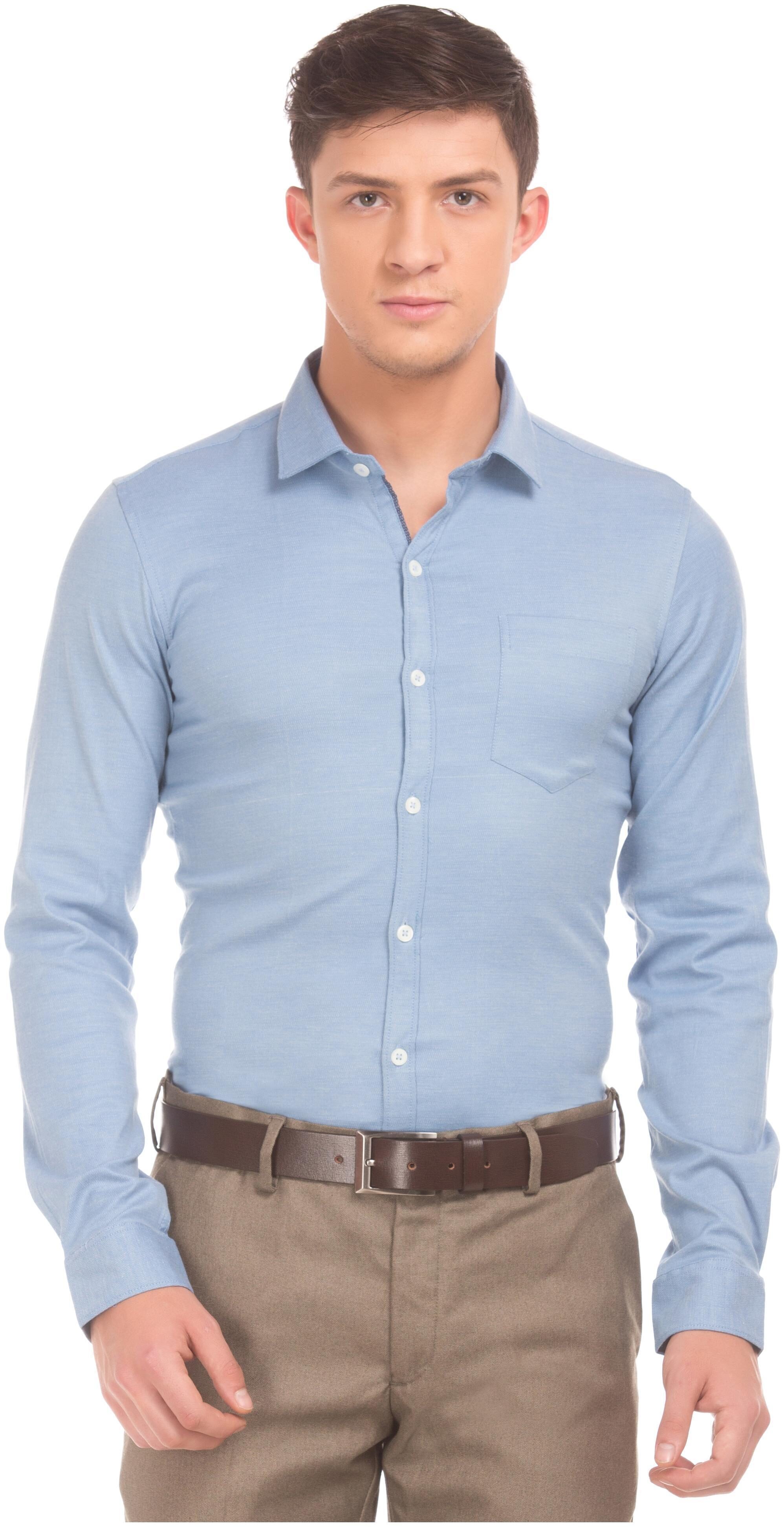 

Excalibur Men Blue Weaved Slim Fit Casual Shirt