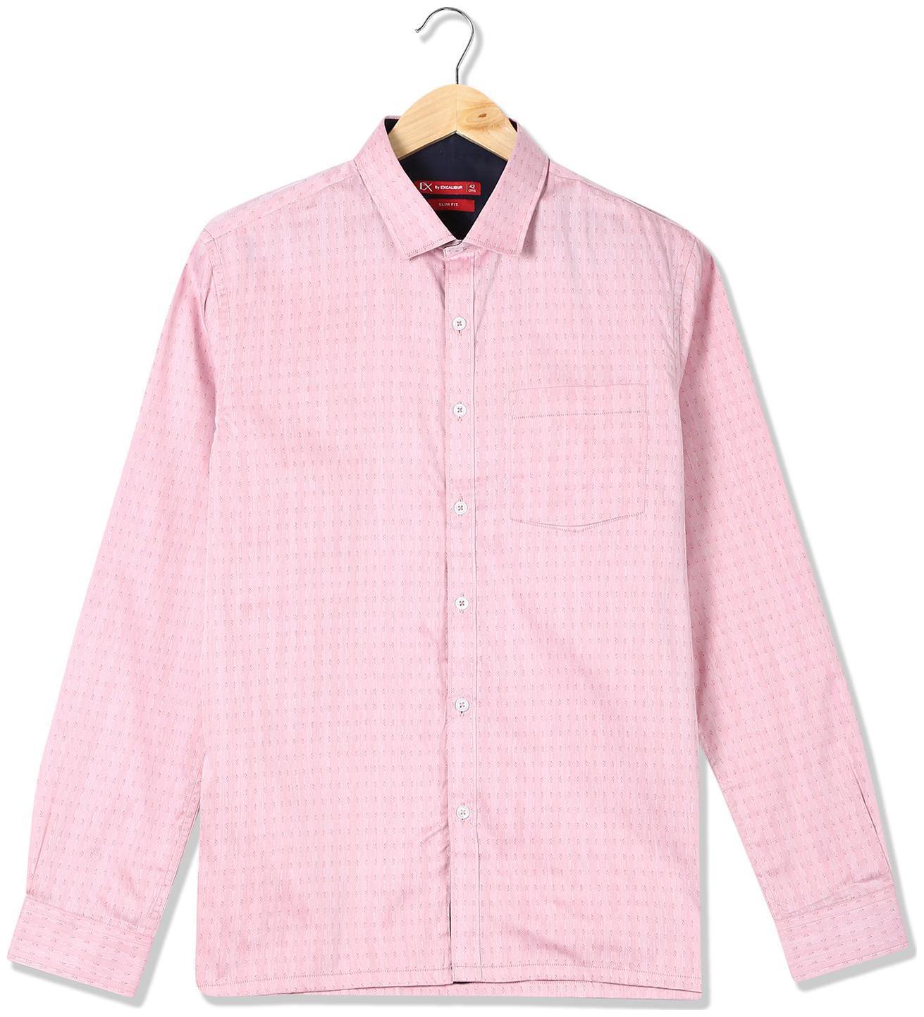 

Excalibur Men Red Weaved Slim Fit Casual Shirt