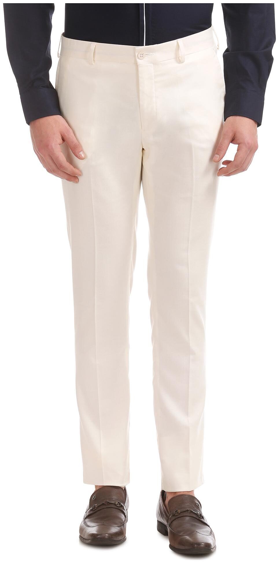 

Excalibur Men Solid Slim Fit Formal Trouser - White