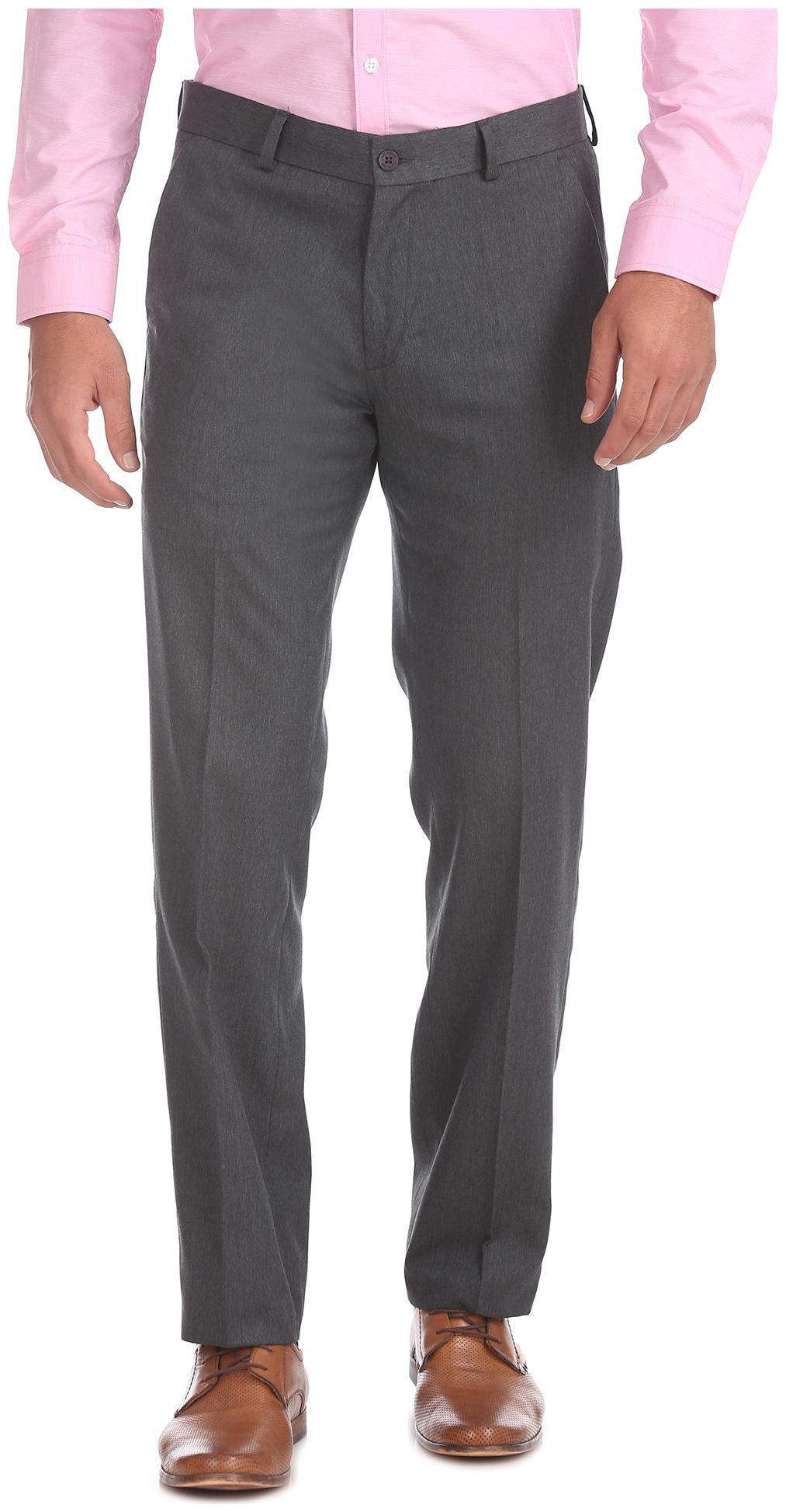 

Excalibur Men Grey Solid Regular fit Regular trousers