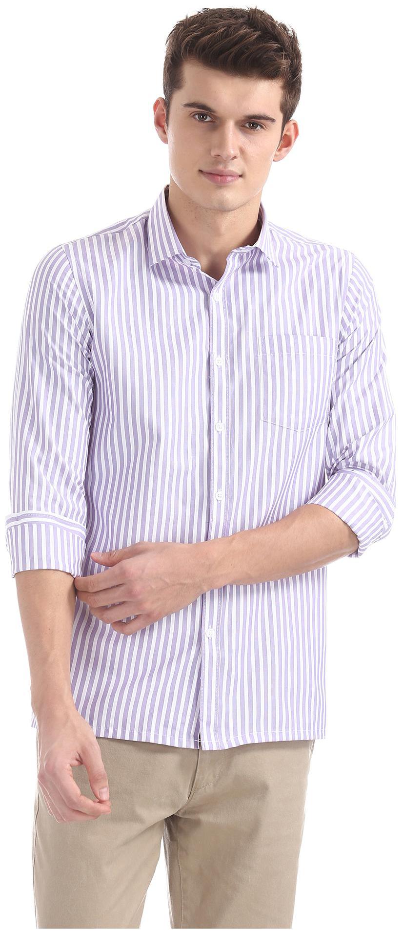 

Excalibur Men Purple Vertical Stripes Slim Fit Casual Shirt