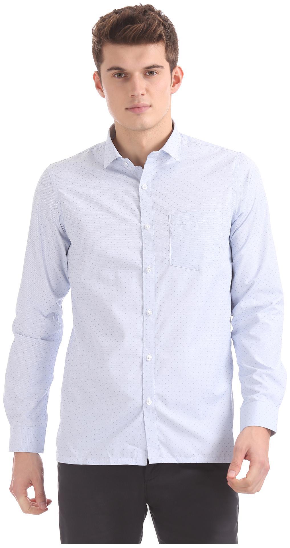 

Excalibur Men White Weaved Slim Fit Casual Shirt