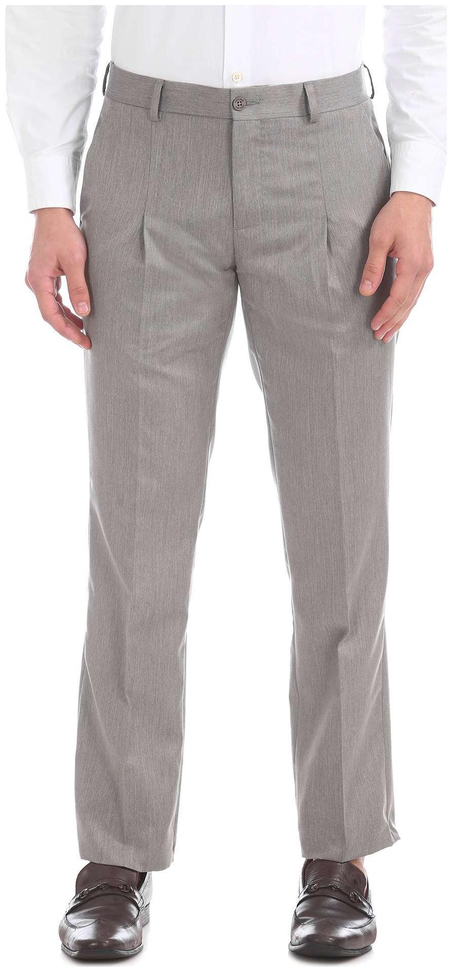

Excalibur Men Textured Regular Fit Formal Trouser - Grey