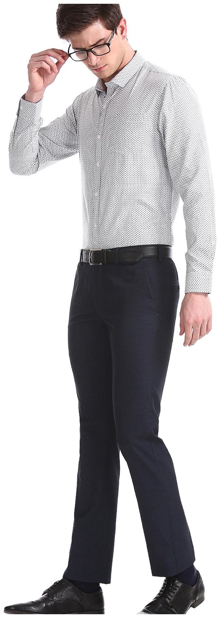 

Excalibur Men Solid Regular Fit Formal Trouser - Blue