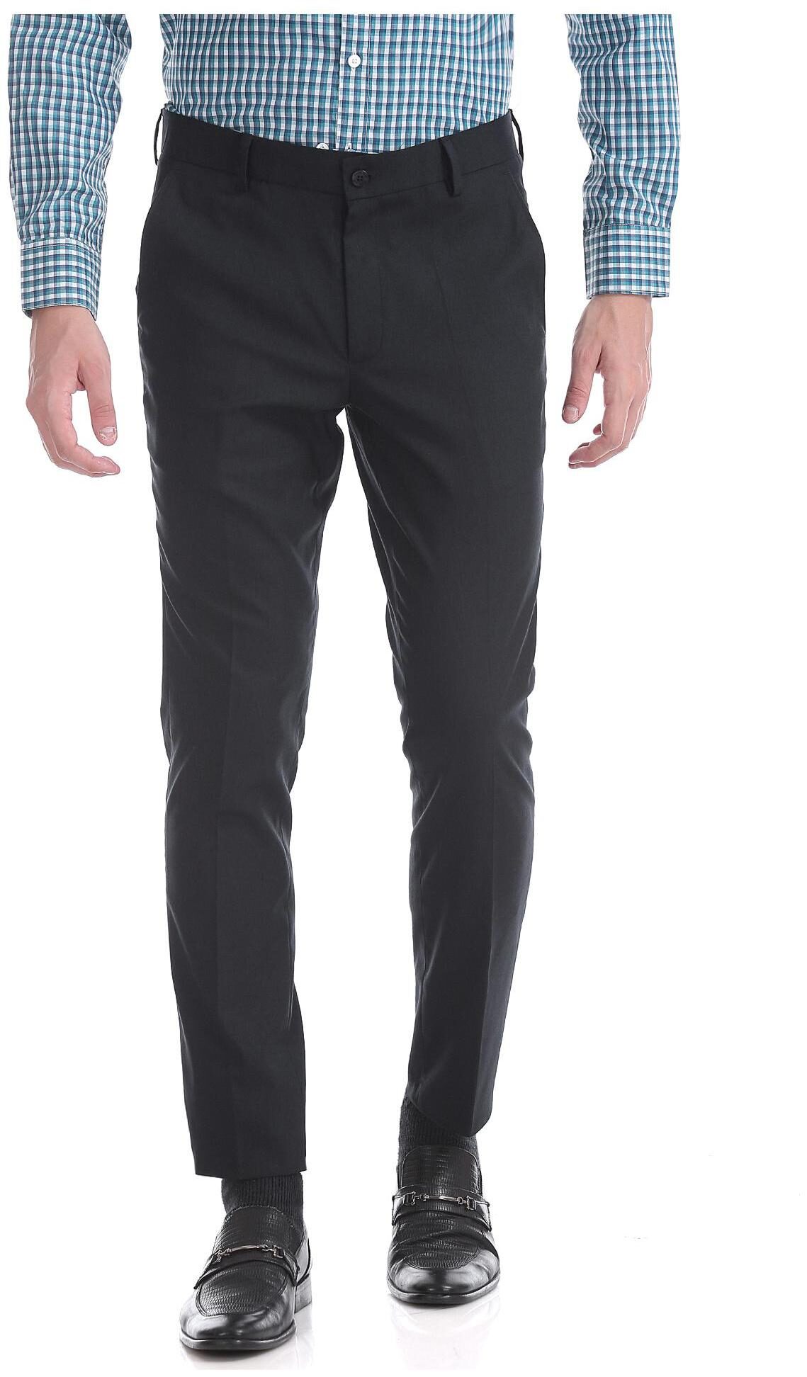 

Excalibur Men Solid Slim Fit Formal Trouser - Black