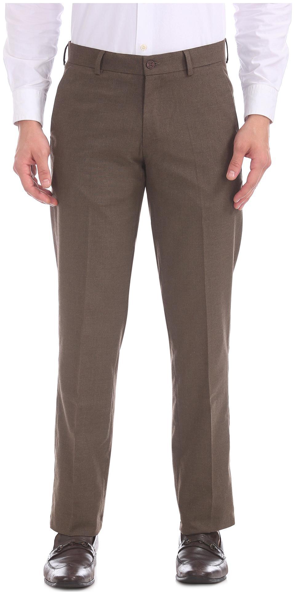 

Excalibur Men Textured Regular Fit Formal Trouser - Brown
