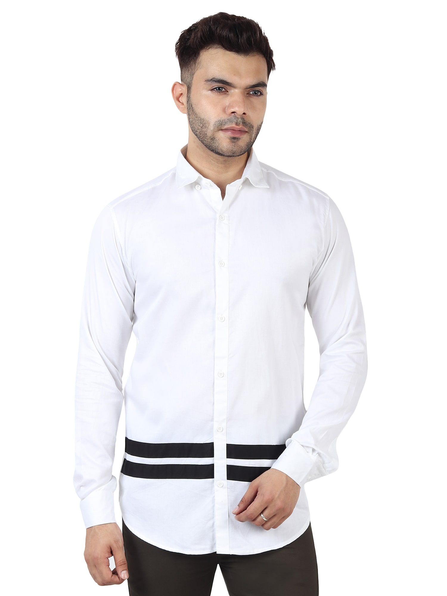 

TryBuy Men White Solid Slim Fit Casual Shirt