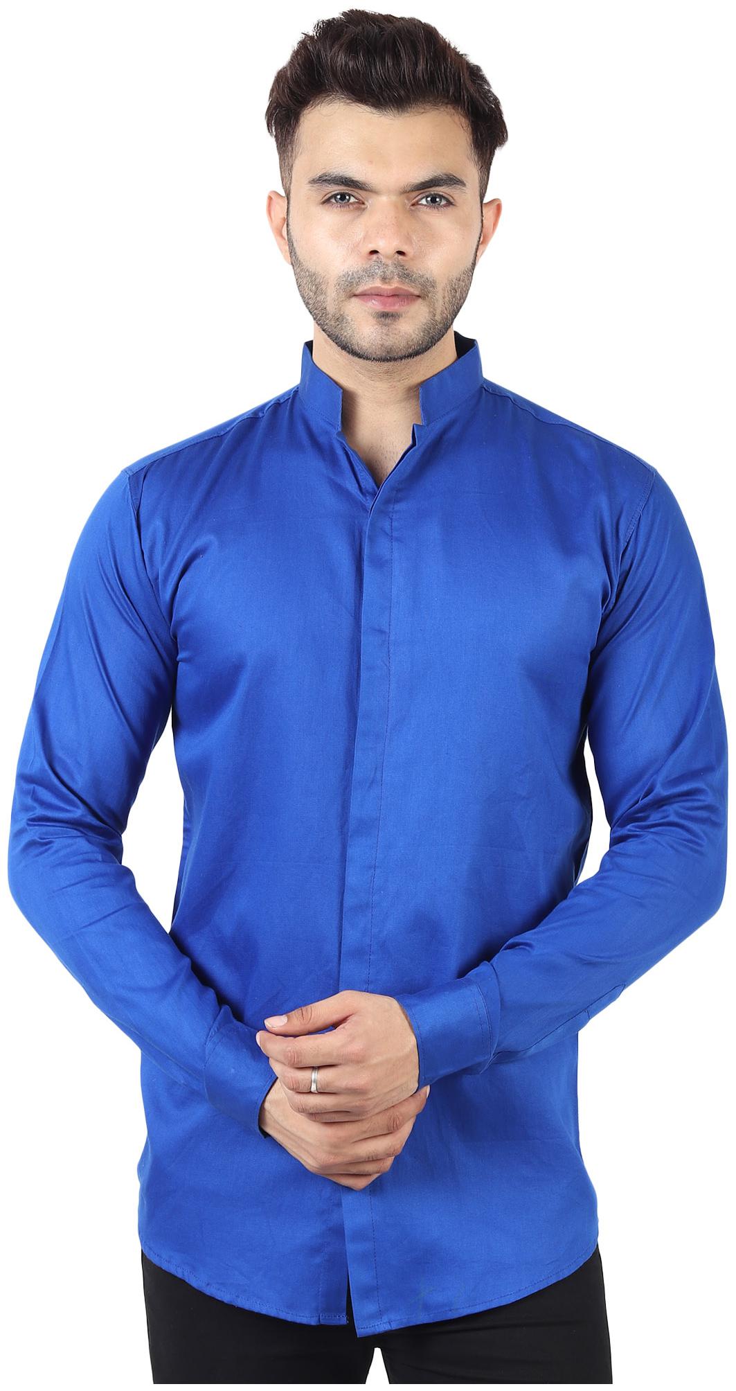 

TryBuy Men Blue Solid Slim Fit Casual Shirt