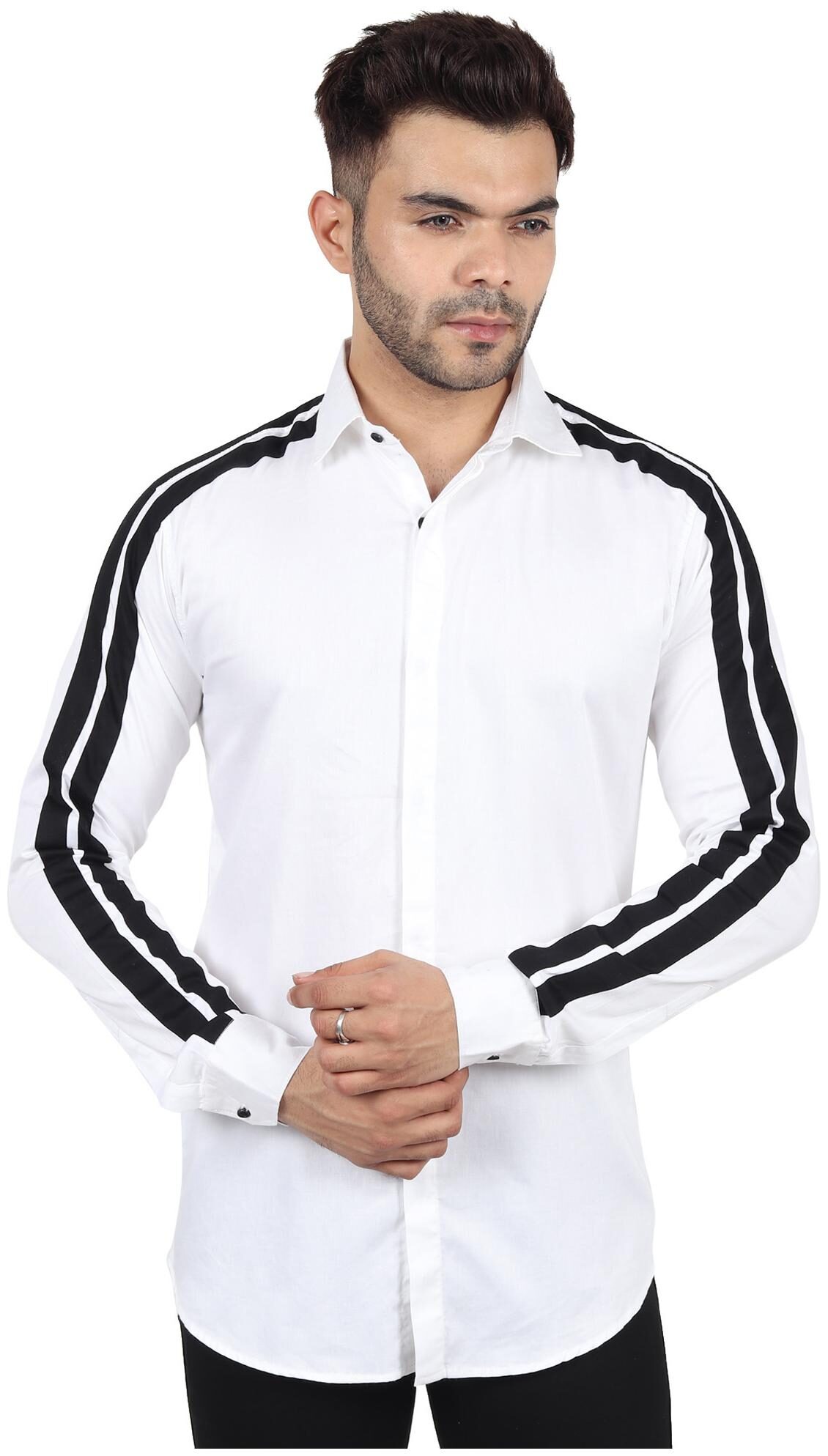 

TryBuy Men White Solid Slim Fit Casual Shirt