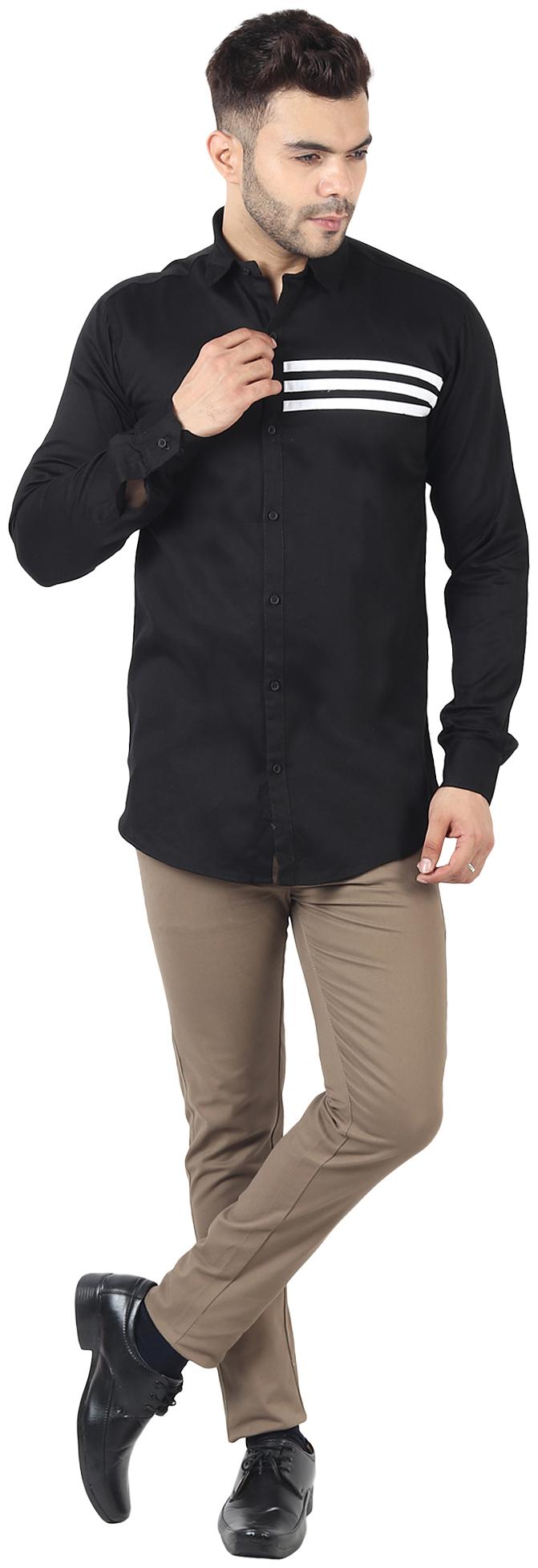 

TryBuy Men Black Solid Slim Fit Casual Shirt