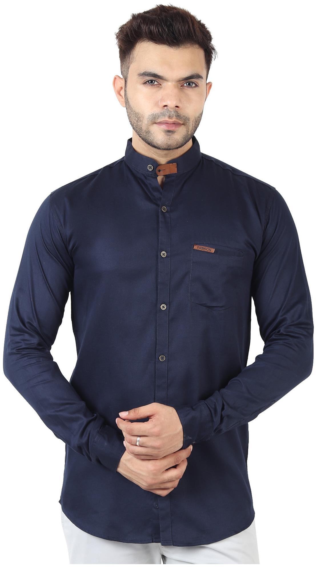 

TryBuy Men Blue Solid Slim Fit Casual Shirt