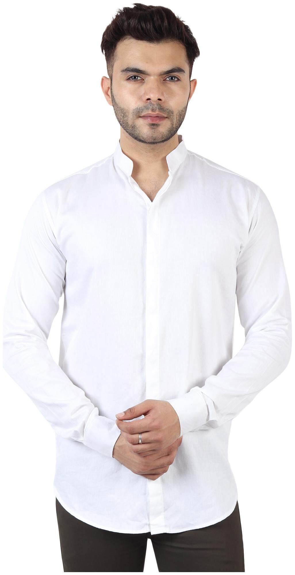 

TryBuy Men White Solid Slim Fit Casual Shirt