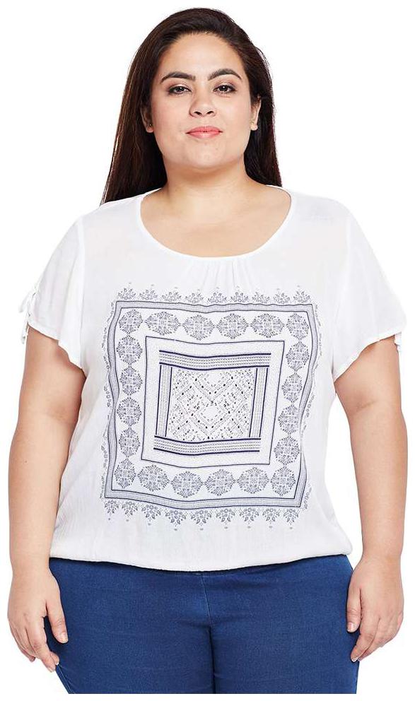 

Oxolloxo Women Printed Regular top - White