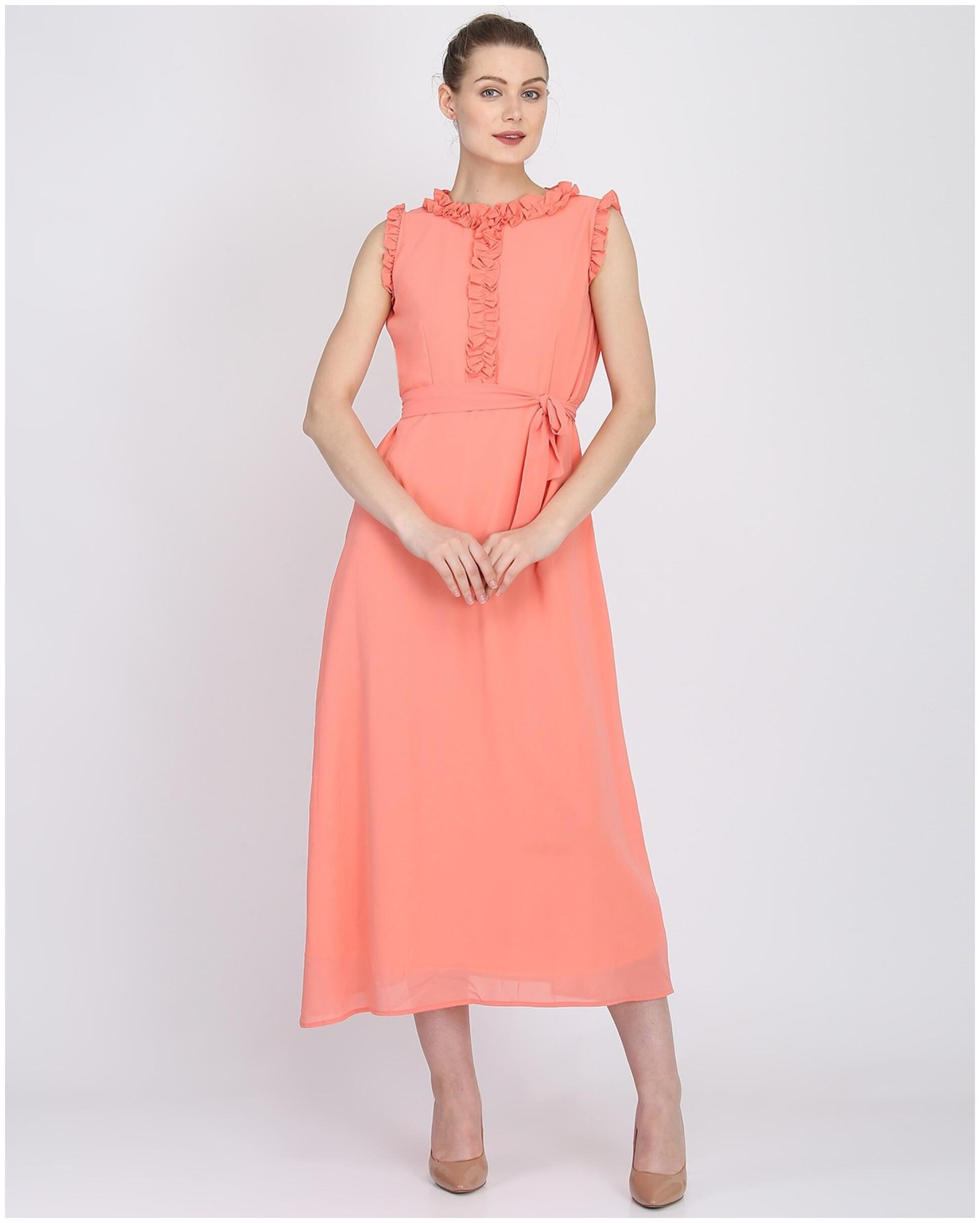 

Exxelo Pink Solid Fit flare dress