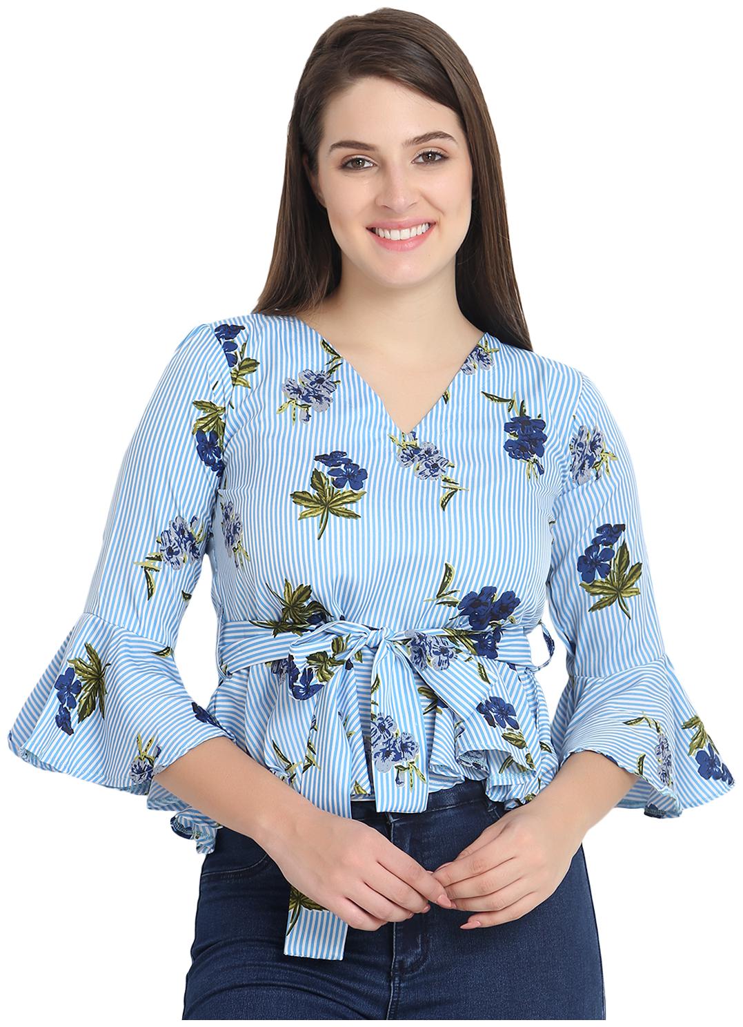 

Exxelo Women Floral Regular top - Blue