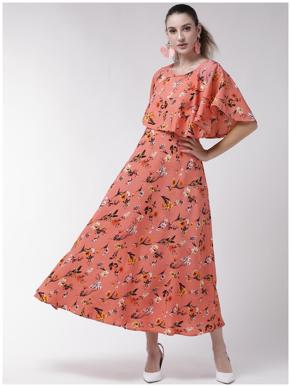 

Exxelo Orange Floral Maxi dress
