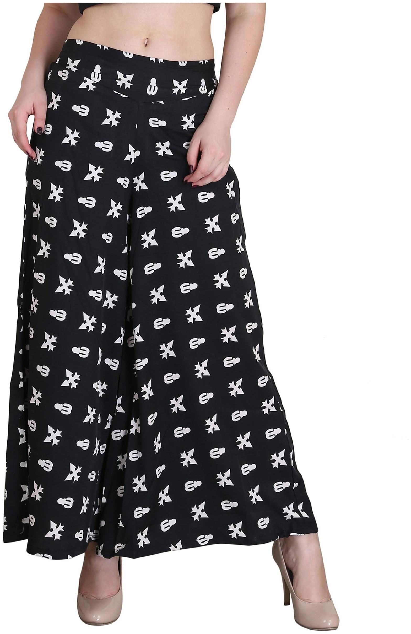 

Exxelo Black Printed Flared Palazzo
