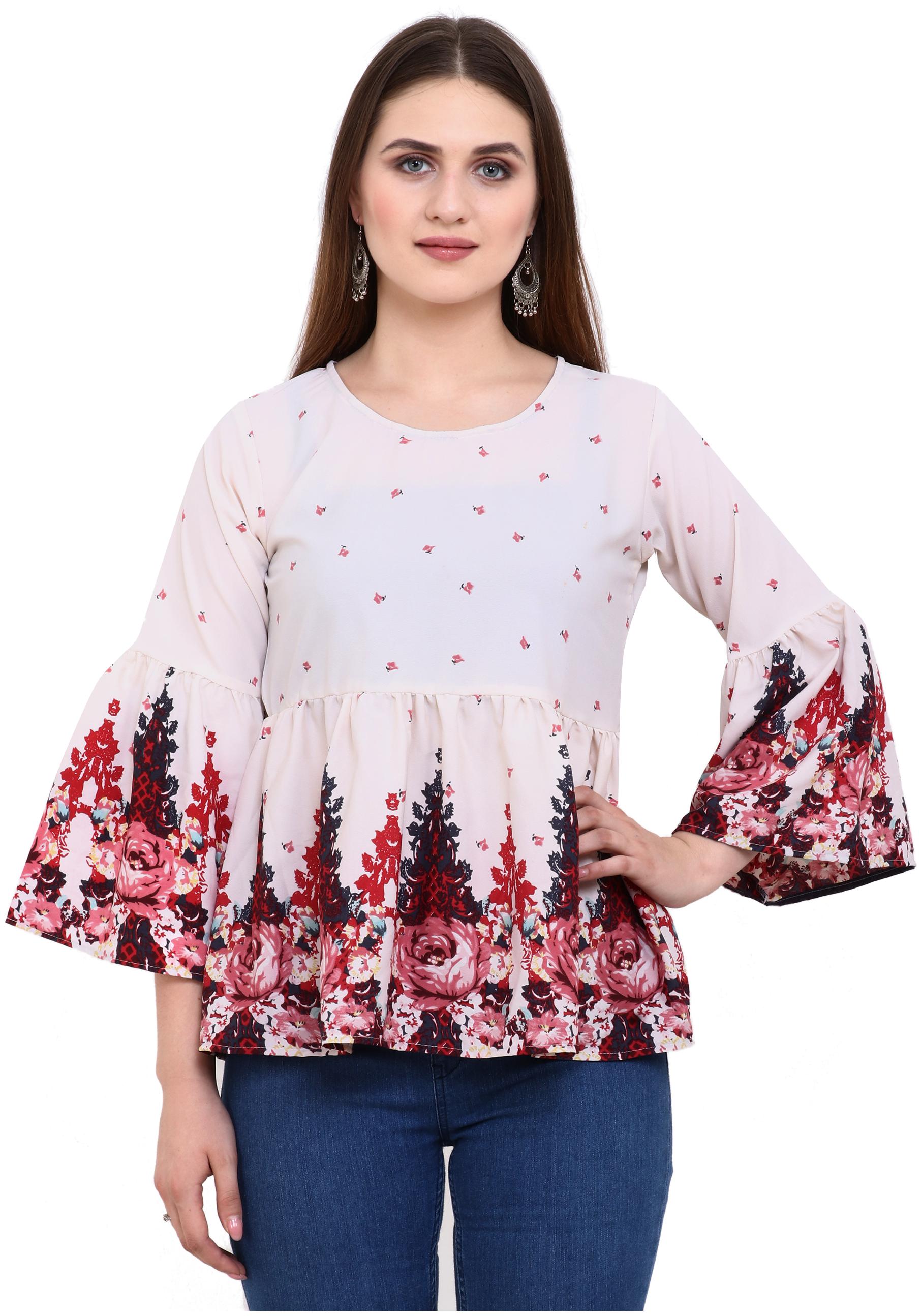 

Exxelo Women Floral Regular top - White
