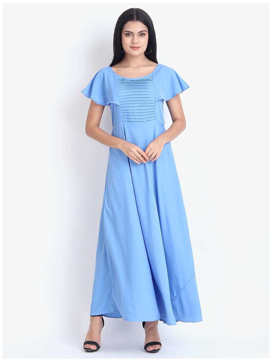 

Exxelo Blue Solid Maxi dress