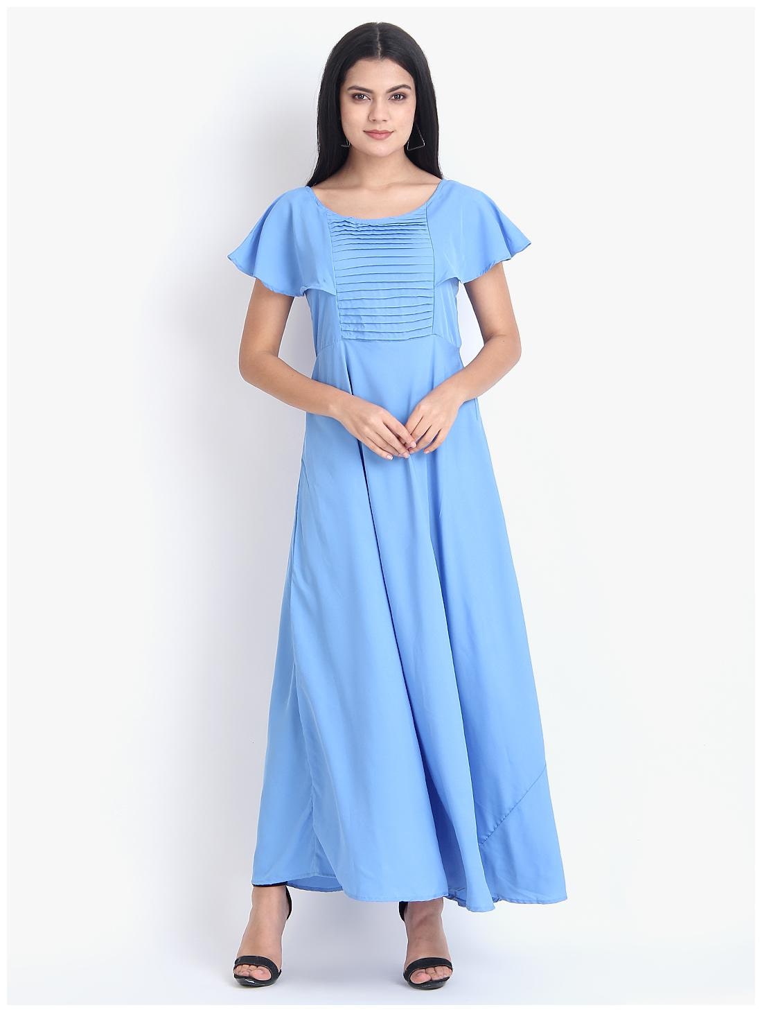 

Exxelo Blue Solid Maxi dress