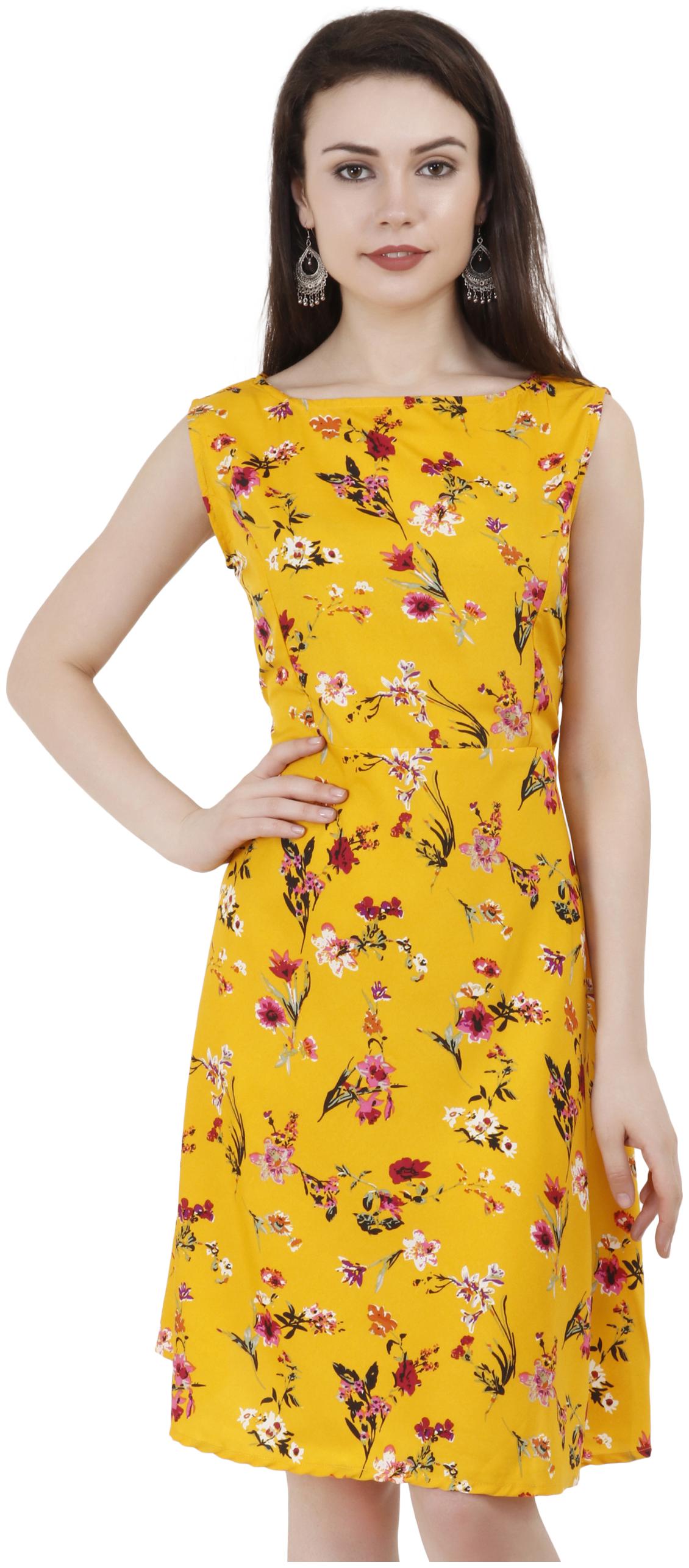 

Exxelo Women Yellow Sleeveless A Line Dress