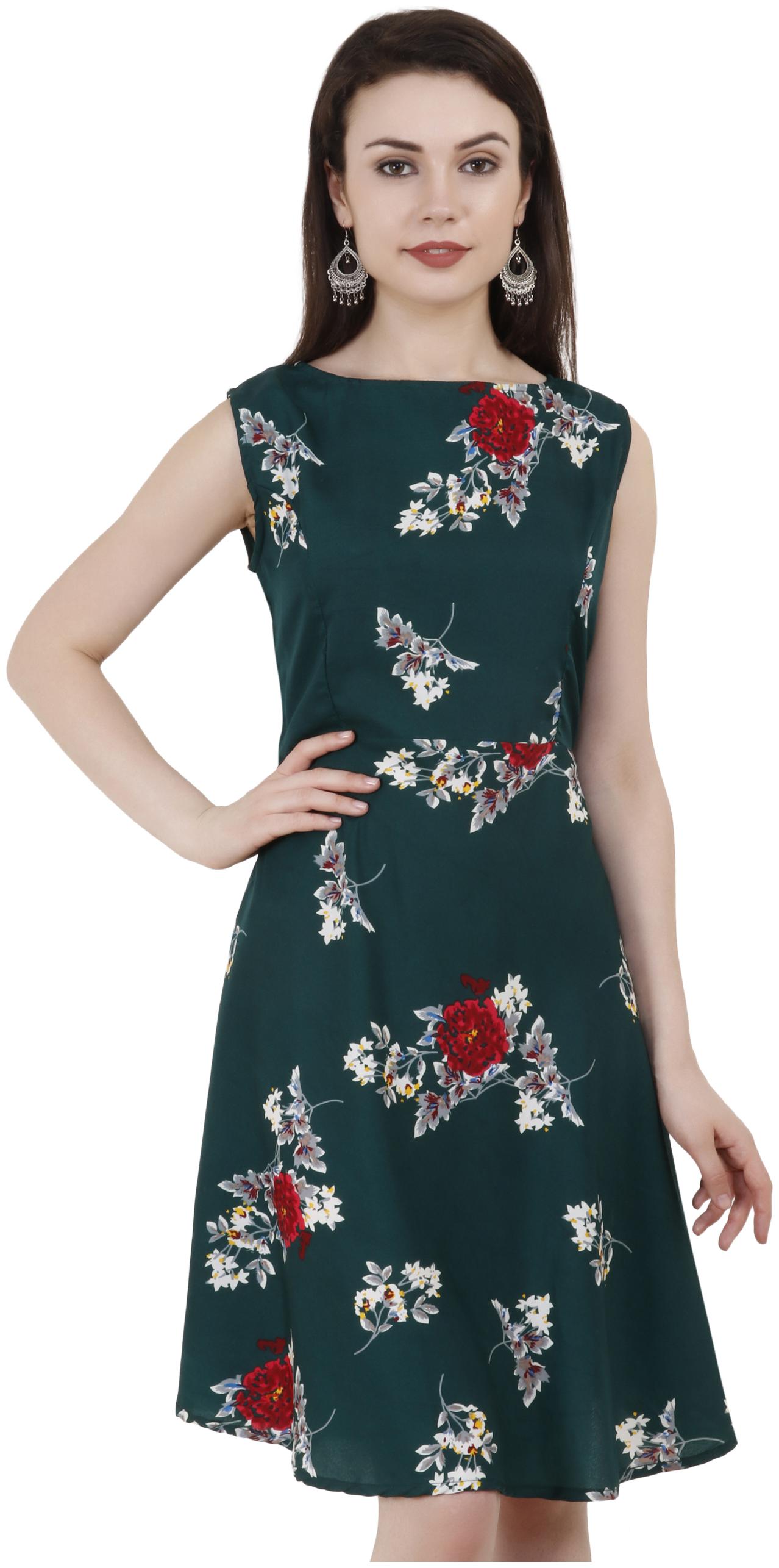 

Exxelo Women Green Sleeveless A Line Dress