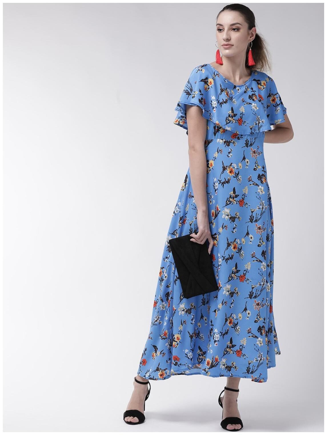 

Exxelo Blue Floral Maxi dress
