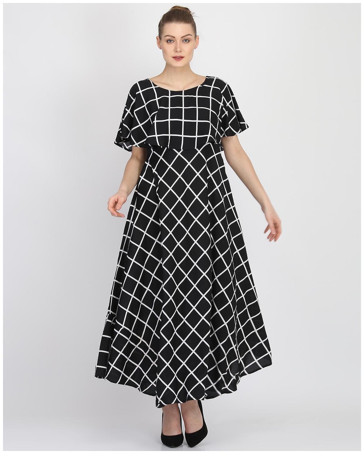 

Exxelo Black Checked Flared dress
