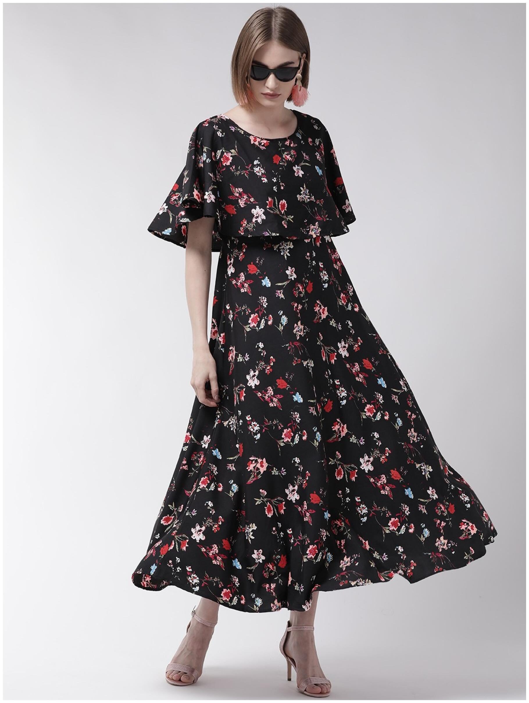 

Exxelo Black Floral Maxi dress