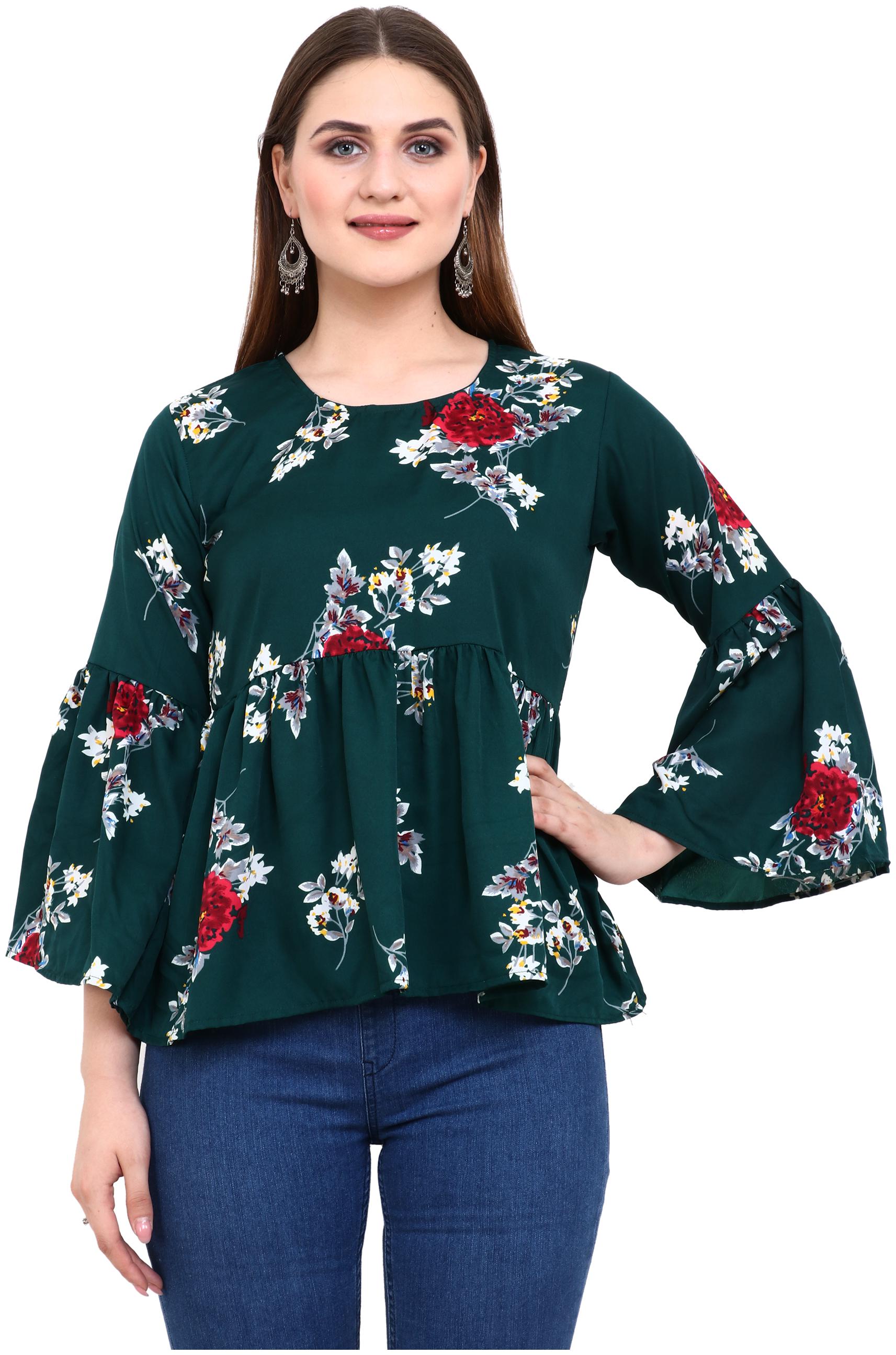 

Exxelo Women Floral Regular top - Green