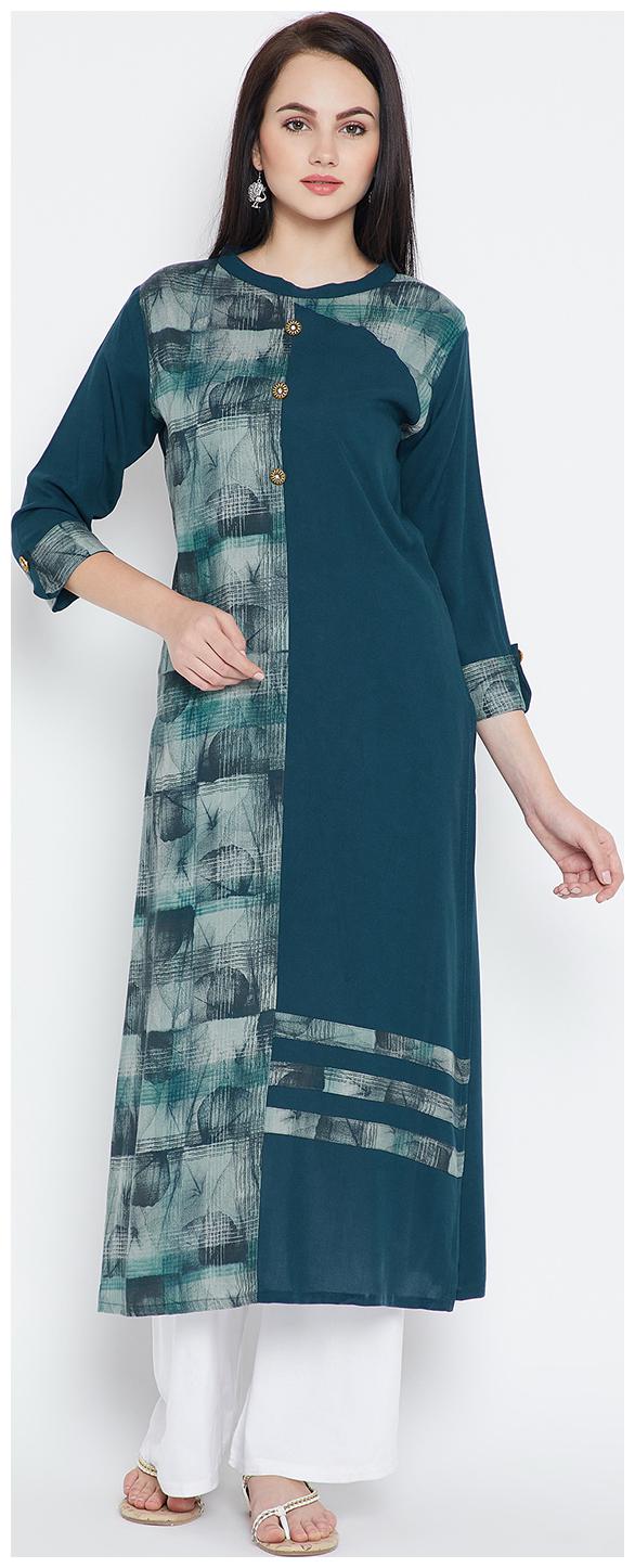 

F5 COMPANY Women Blue Abstract Straight Kurta