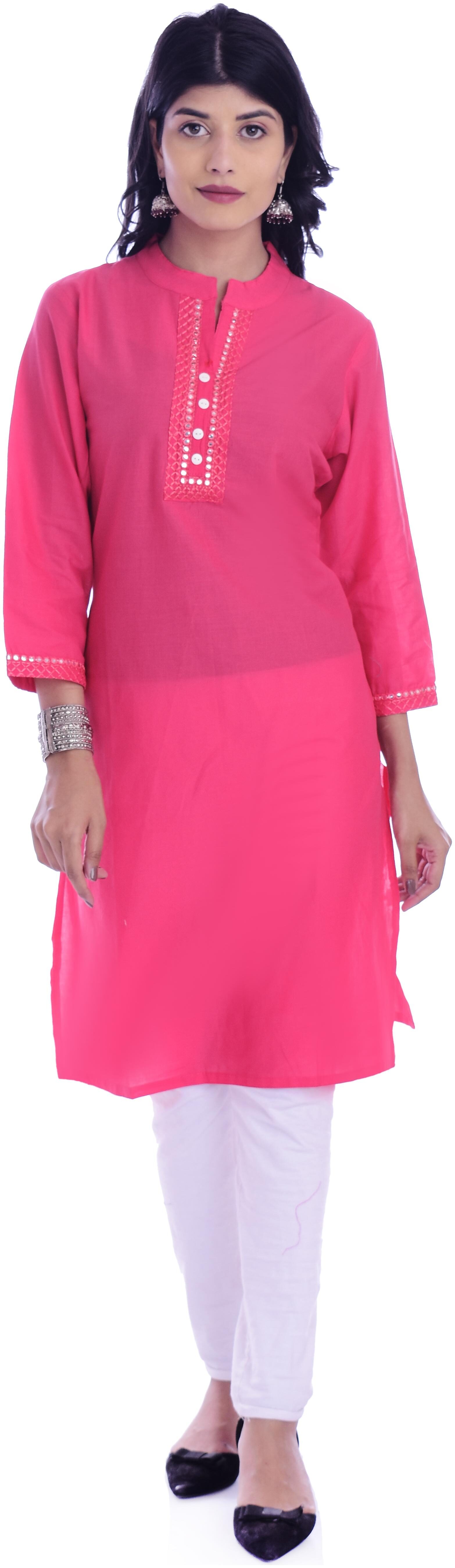 

Fab Attire Women Pink Solid Straight Kurta
