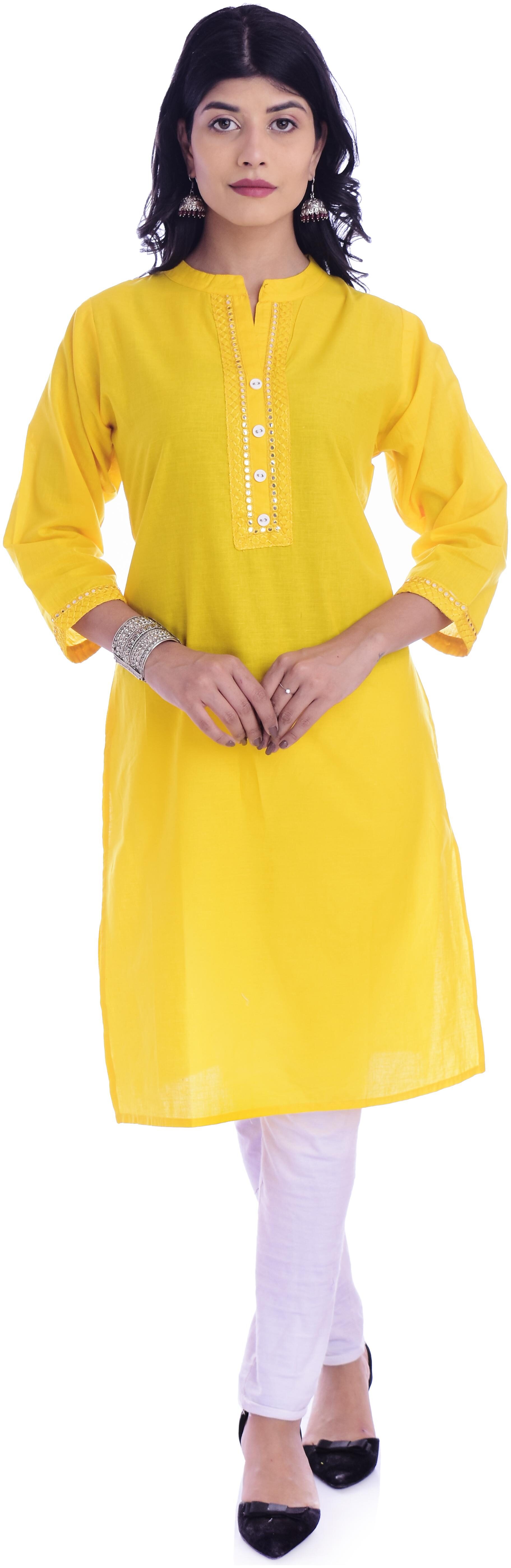 

Fab Attire Women Yellow Solid Straight Kurta