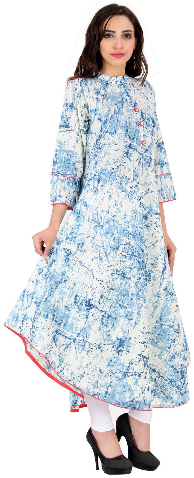 

Fab Attire Cotton Kurta Blue Anarkali M Casual Wear Kurti