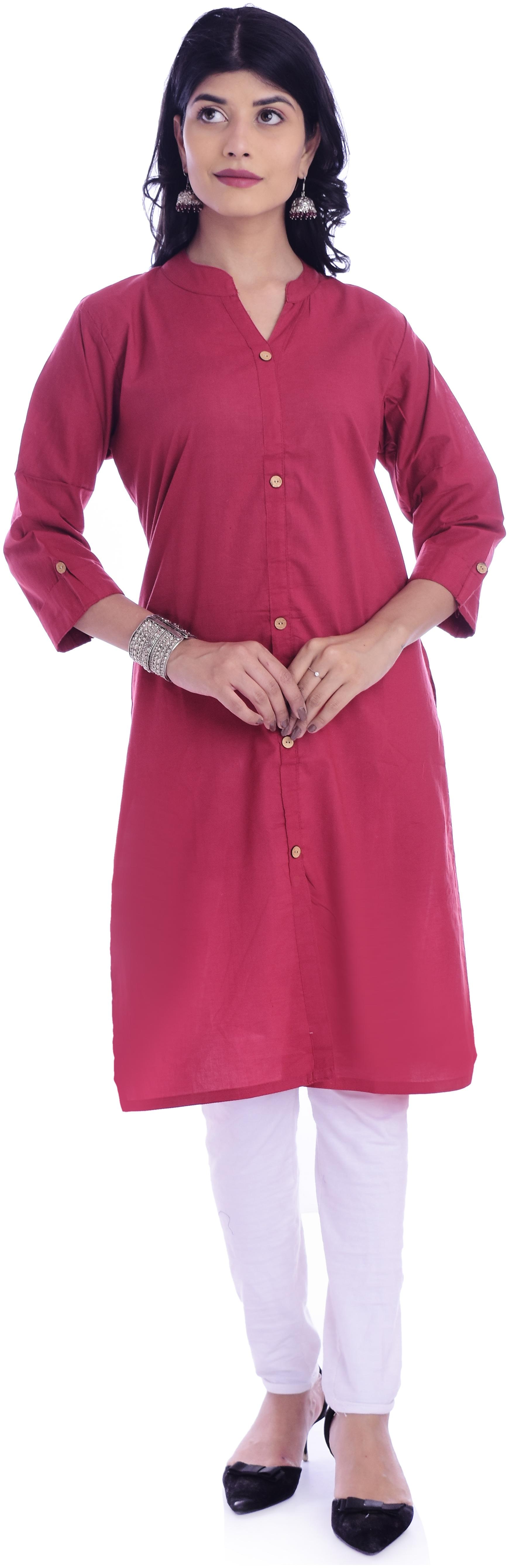 

Fab Attire Women Maroon Solid Straight Kurta