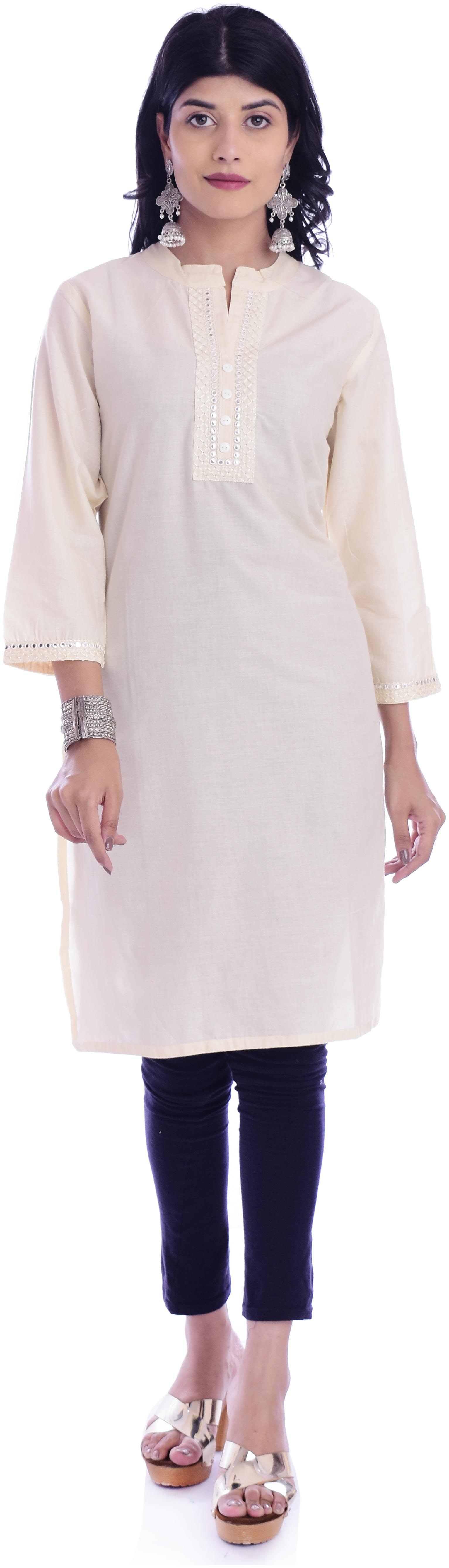 

Fab Attire Women Beige Solid Straight Kurta
