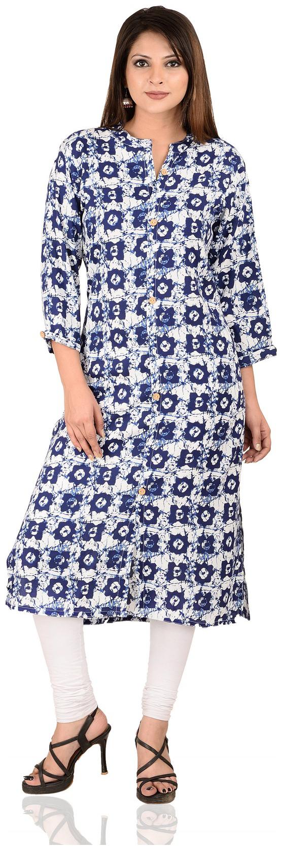 

Fab Attire Rayon Kurta Blue Straight M Casual Wear Kurti Party Wear Kurti