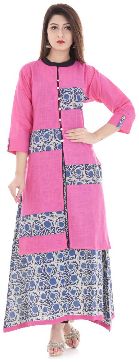 

Fab Attire Rayon Kurta Pink Anarkali Embroidered M Festive Wear Kurti