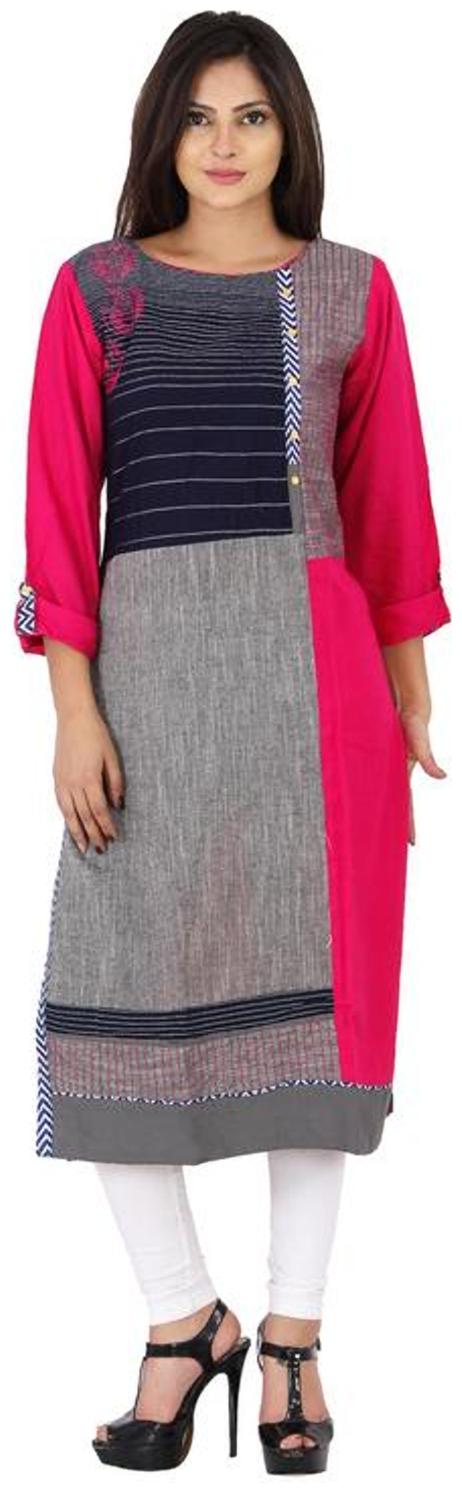 

Fab Attire Women Multi Colorblocked Straight Kurta