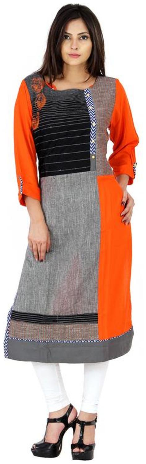 

Fab Attire Women s Cotton Grey Matty Kurti Orange