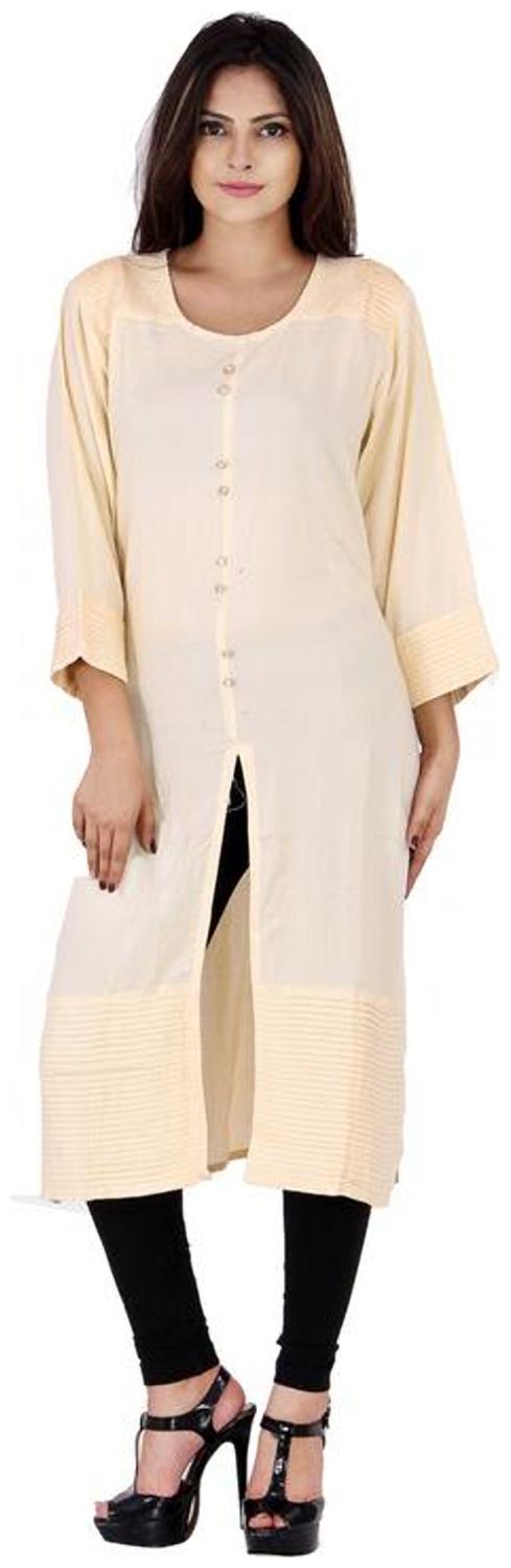 

Fab Attire Women s Rayon Diamond Button Kurti Off-White